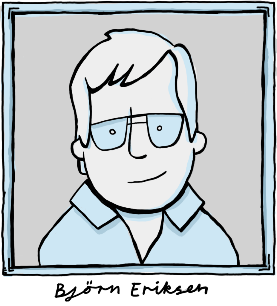 En tecknad bild på Björn Eriksen