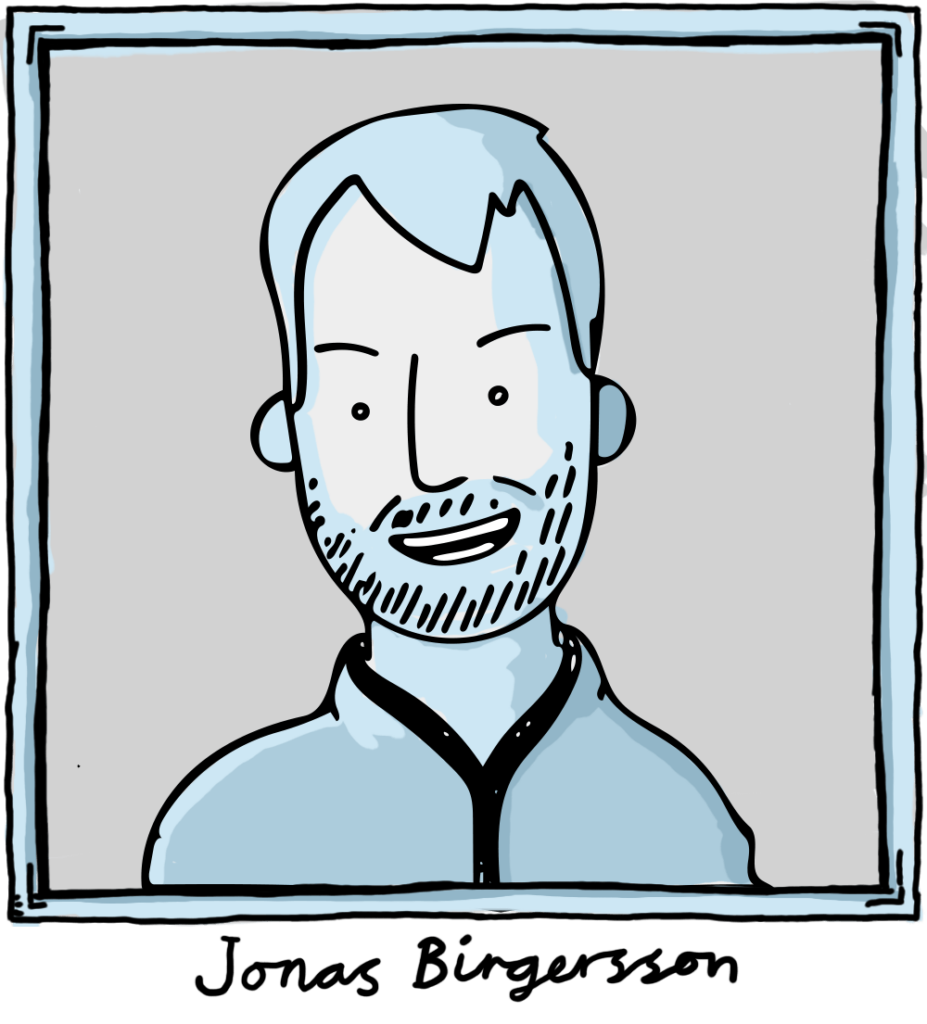 Tecknad bild på Jonas Birgersson