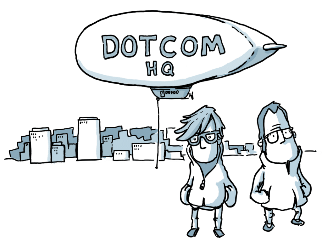 Tecknad bild på Ragnar Lönn och en person till