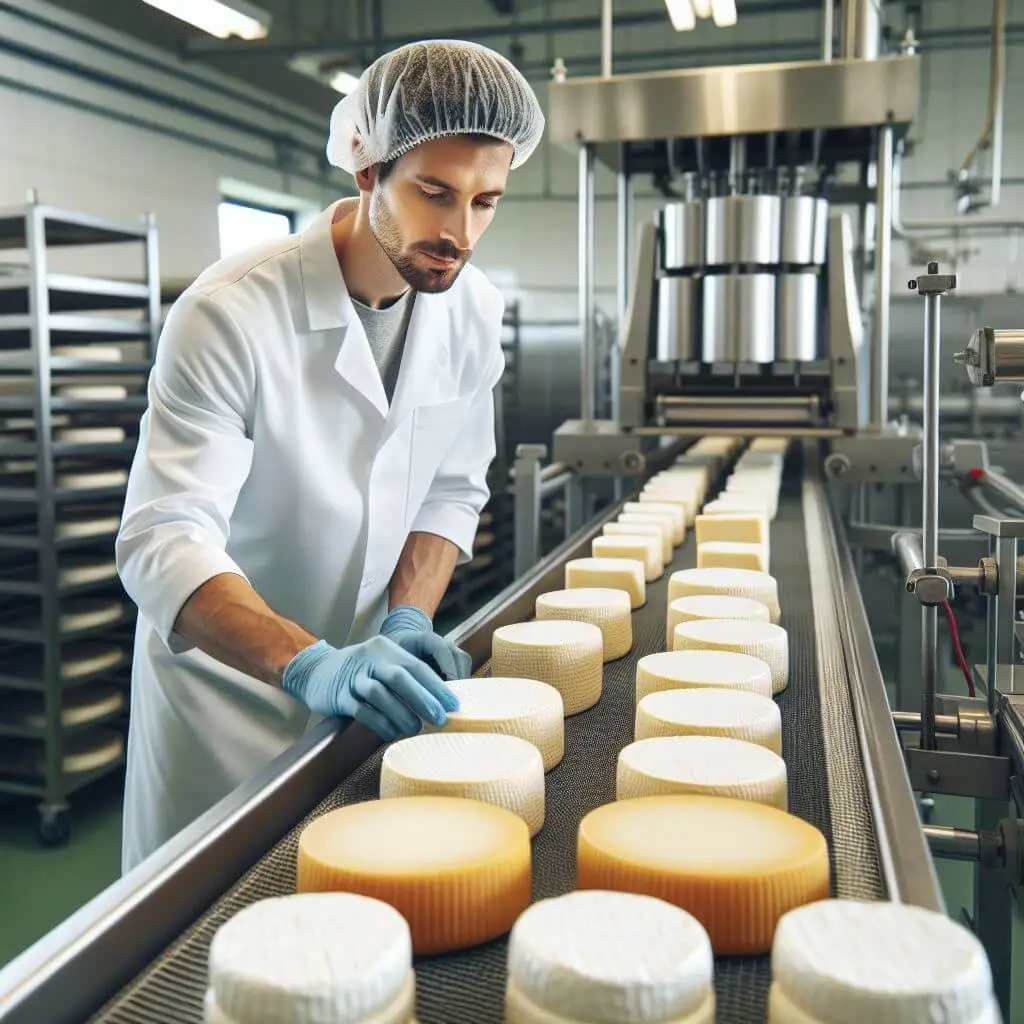 man inspecting cheese