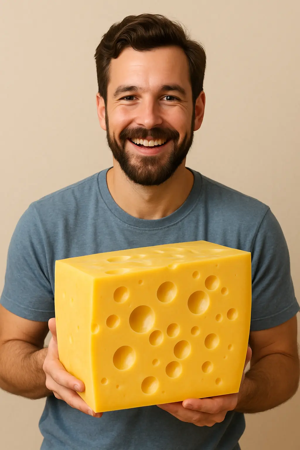 man inspecting cheese