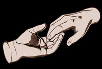 Händer som sträcker sig mot varandra